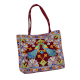 Hand Crafted Cotton & Mirror Work Handbag in Embroidered Floral Design